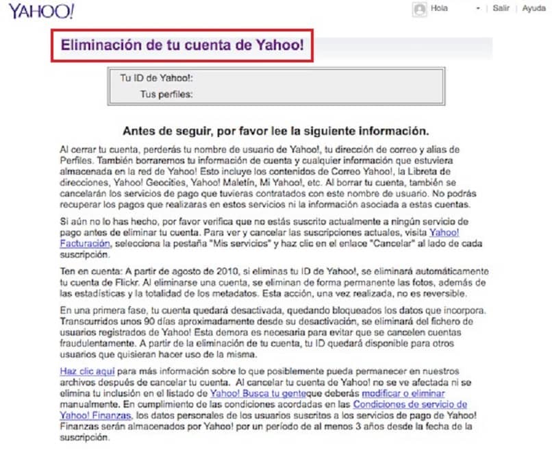 Suppression de compte Yahoo